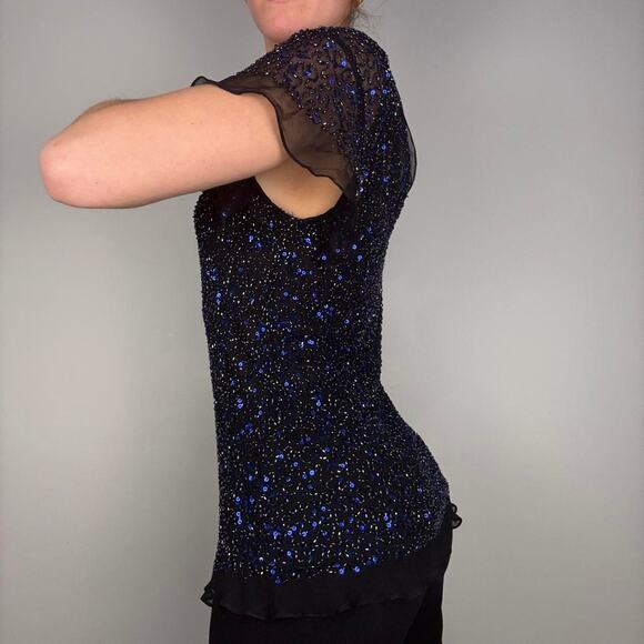 Silk beaded top short sleeve sheet sleeves - size medium from Liz Jordan - Picture 7 of 8